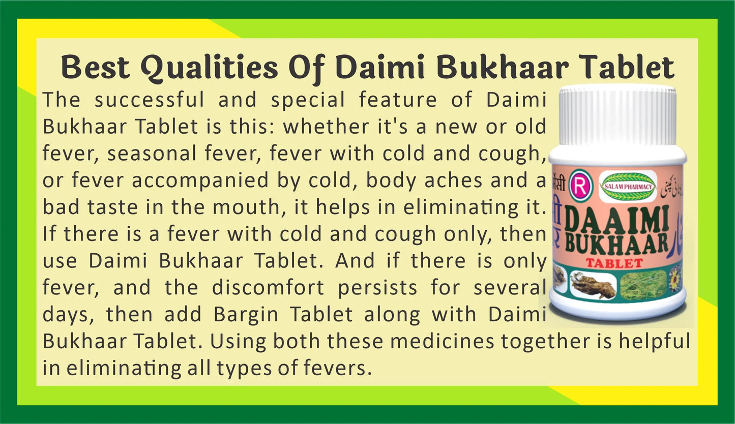 Daimi Bukhaar 30 Tablet – Fights all fevers, eases cold, cough, body aches, and discomfort for fast, natural relief and complete wellness! - Salam Pharmacy